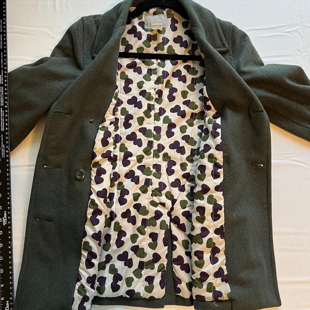 dELiA*s Greenish Charcoal Double-Breasted Pea Coat Y2K - Picture 8 of 9